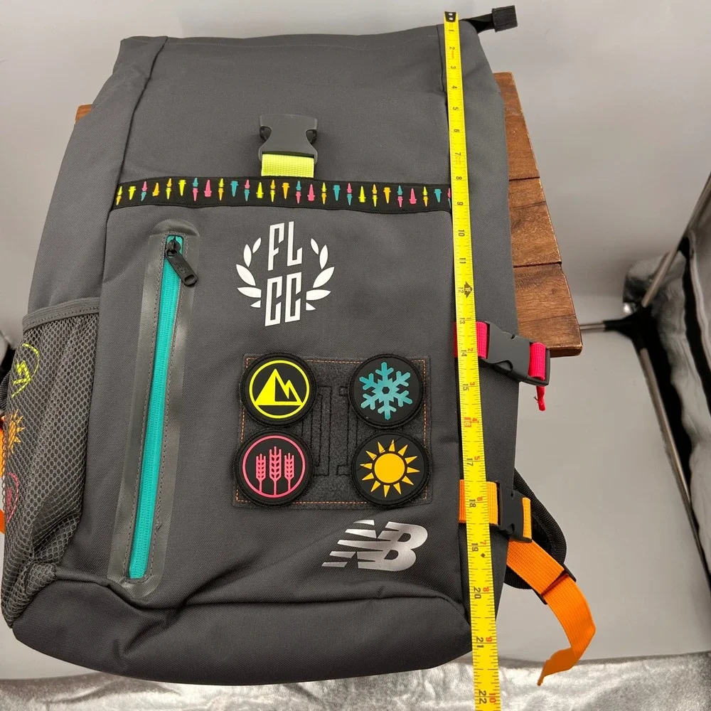 New Balance FLCC Roll Top Backpack Grey Neon Pink Green Orange Laptop Bag